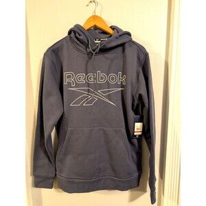 Reebox Men's Washed Indigo Blue Outline Soft Pullover Hoodie SMALL NWT